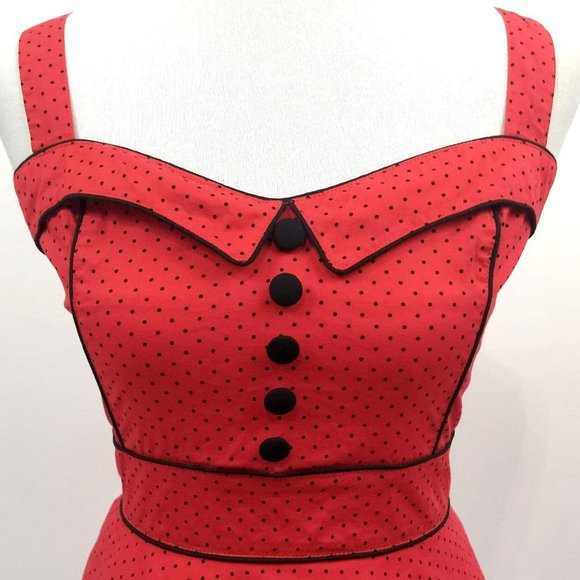 Hell Bunny Vanity Dotted Dress in Red - Picture 6 of 8